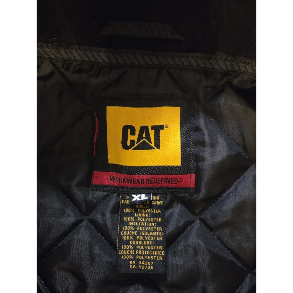 CAT Workwear Heavy Insulated Parka Coat Mens XL Black MultiPocket Zip